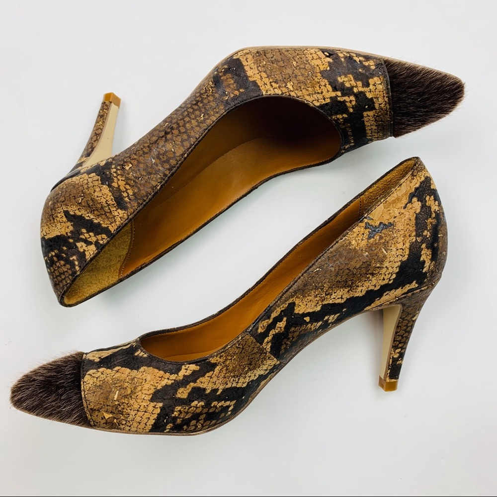 QUEORK Animal Print Cork Heels Sz 7